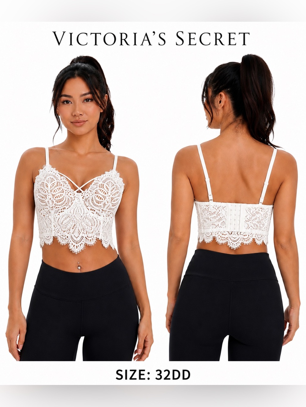 Victoria's Secret White Lace Cropped Bralette Size 32DD